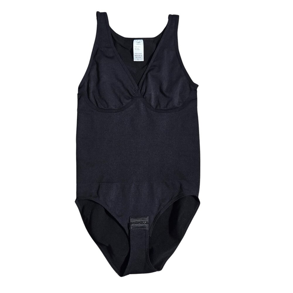 NIP | Nebility Black V-Neck Seamless Tummy Control Shaping Bodysuit | Large